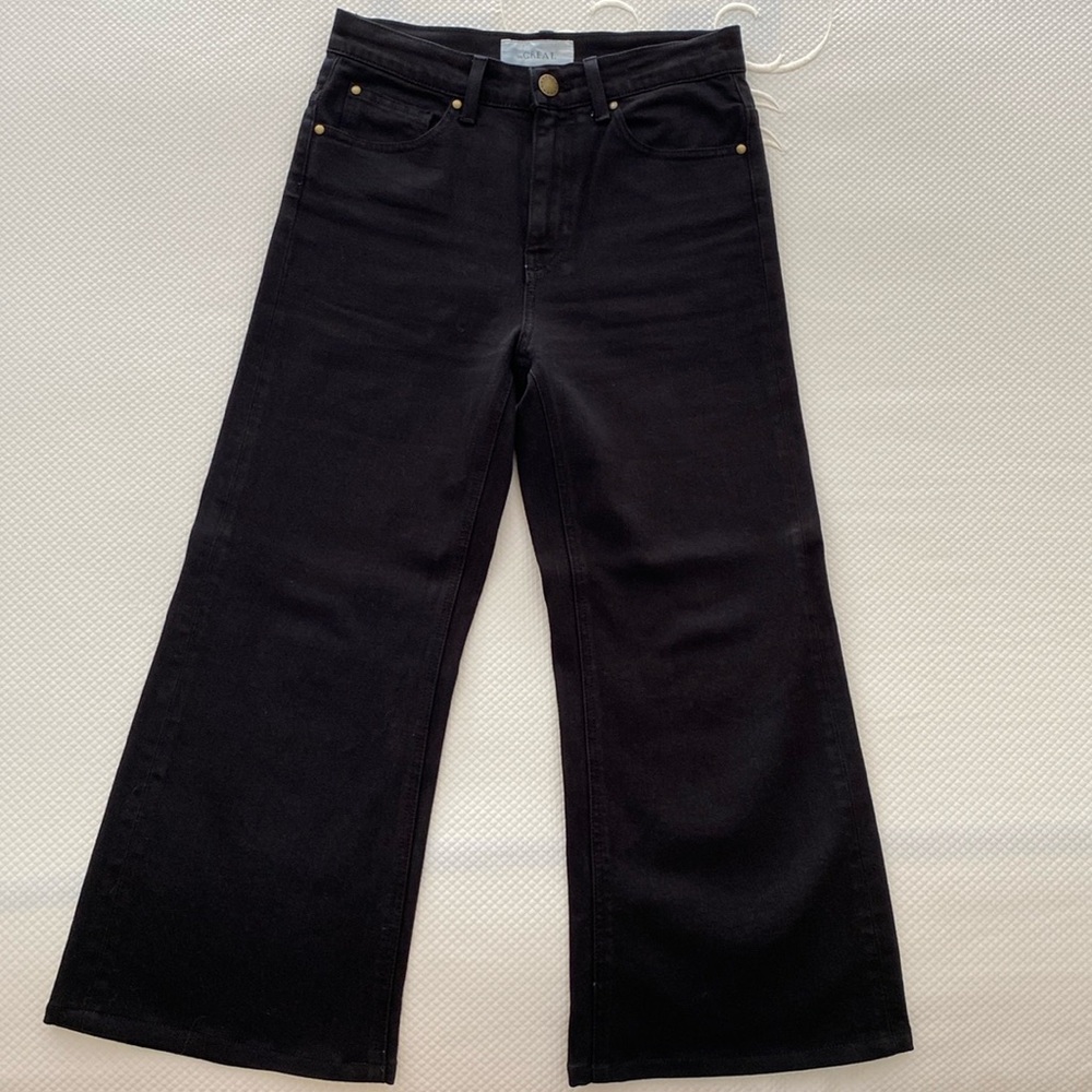 THE GREAT Black Rider Cropped Flared Boot Cut Denim Dark Wash Jeans Size 24